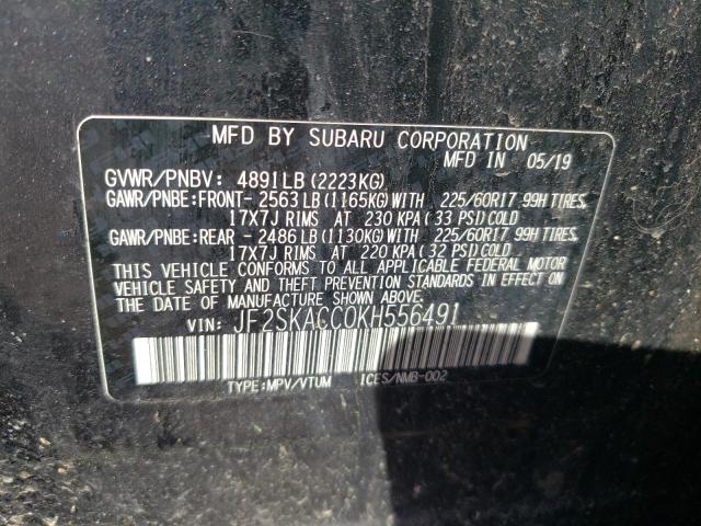 2019 SUBARU FORESTER JF2SKACC0KH556491