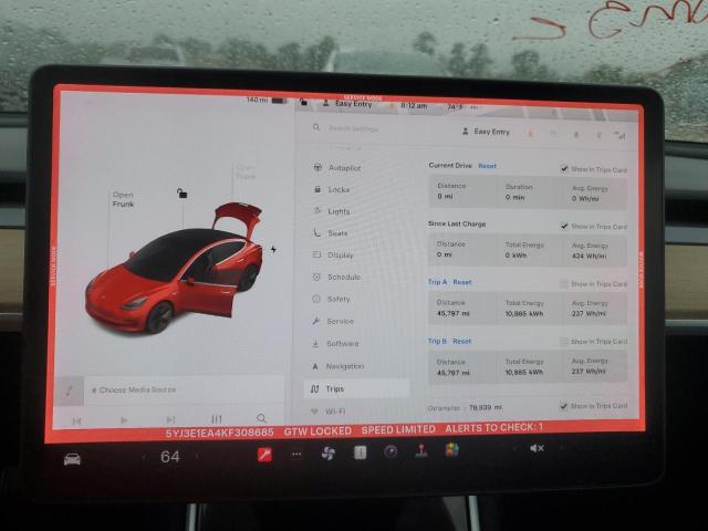 2019 TESLA MODEL 3 5YJ3E1EA4KF308685
