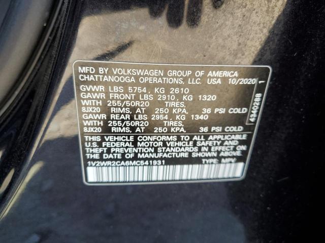 2021 VOLKSWAGEN ATLAS SE 1V2WR2CA6MC541931