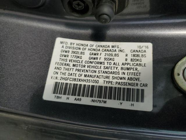 2017 HONDA CIVIC EX - 2HGFC3B3XHH351050