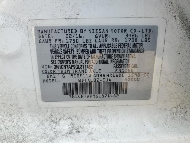 2016 NISSAN VERSA S - 3N1CN7AP9GL871482