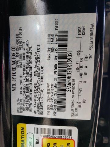 2017 FORD FUSION SE - 3FA6P0HD2HR159021