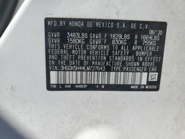 2020 HONDA FIT LX 3HGGK5H44LM727643