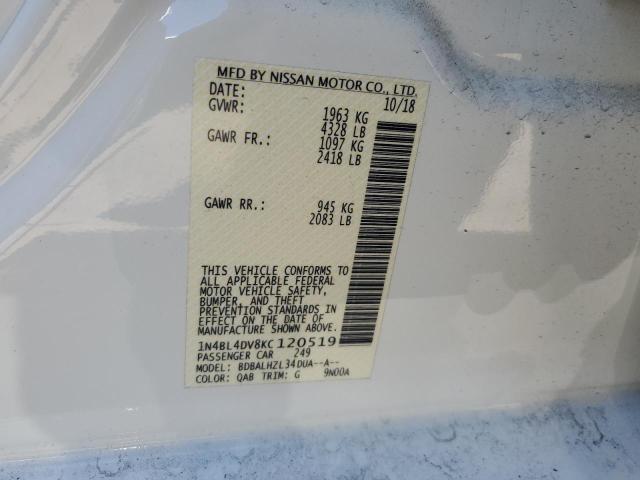 2019 NISSAN ALTIMA SV - 1N4BL4DV8KC120519