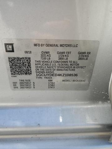 2019 CHEVROLET SILVERADO - 1GCUYDED4KZ108536