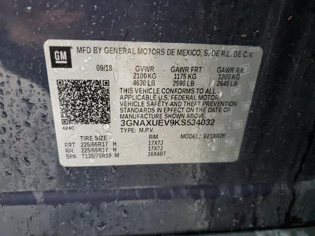 2019 CHEVROLET EQUINOX LT - 3GNAXUEV9KS534032