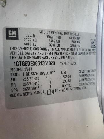 2016 GMC CANYON SLT 1GTG6DE36G1361020