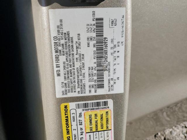 2019 FORD FUSION SE - 3FA6P0HD5KR160929