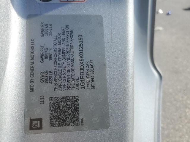 2019 CHEVROLET CAMARO LS 1G1FB3DX5K0125150
