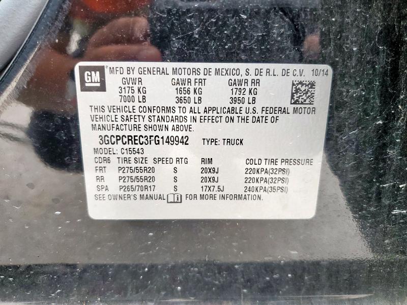 2015 CHEVROLET SILVERADO - 3GCPCREC3FG149942