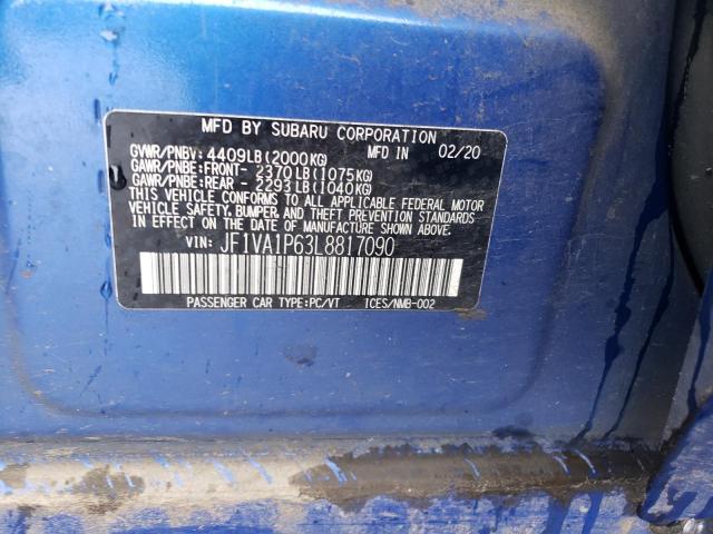 2020 SUBARU WRX LIMITE - JF1VA1P63L8817090