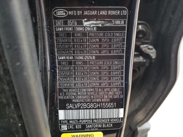 2016 LAND ROVER RANGE ROVE - SALVP2BG8GH155651