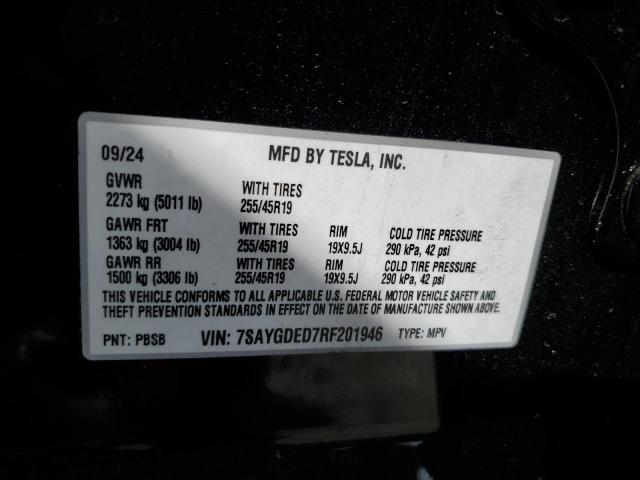 2024 TESLA MODEL Y 7SAYGDED7RF201946