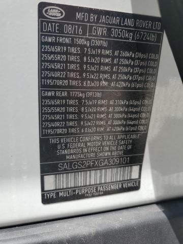 2016 LAND ROVER RANGE ROVE - SALGS2PFXGA309101