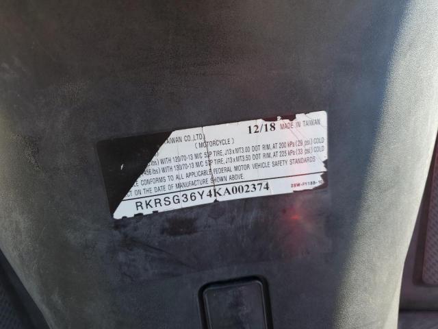 2019 YAMAHA MOTORCYCLE RKRSG36Y4KA002374