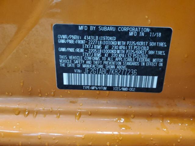 2019 SUBARU CROSSTREK - JF2GTABC7K8277236