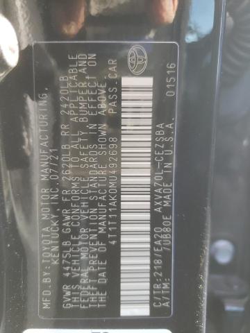 2021 TOYOTA CAMRY SE 4T1T11AK0MU492698