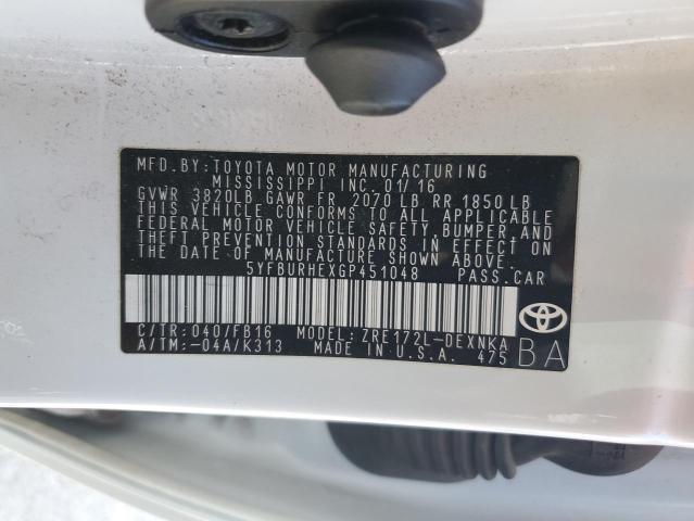 2016 TOYOTA COROLLA L - 5YFBURHEXGP451048