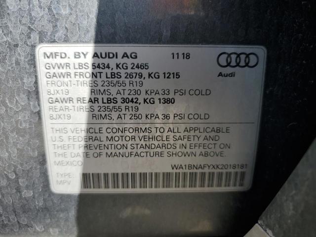 2019 AUDI Q5 PREMIUM - WA1BNAFYXK2018181