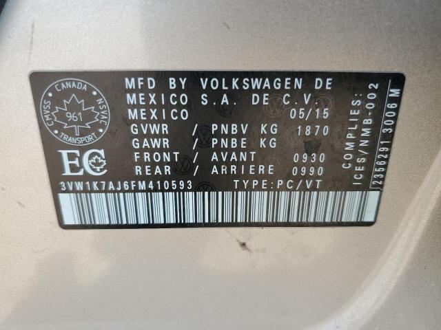 2015 VOLKSWAGEN JETTA BASE - 3VW1K7AJ6FM410593