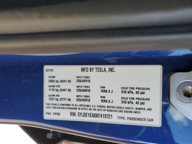 2019 TESLA MODEL 3 - 5YJ3E1EA0KF419721