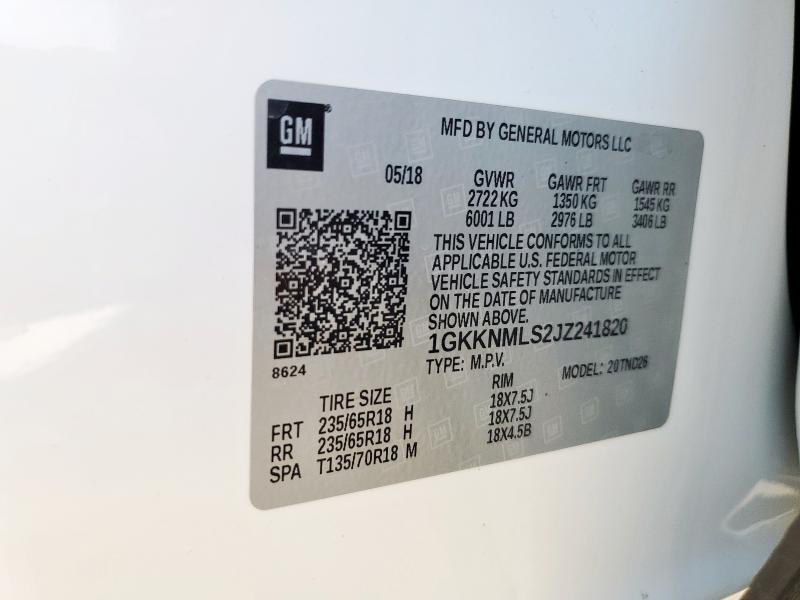 2018 GMC ACADIA SLT 1GKKNMLS2JZ241820