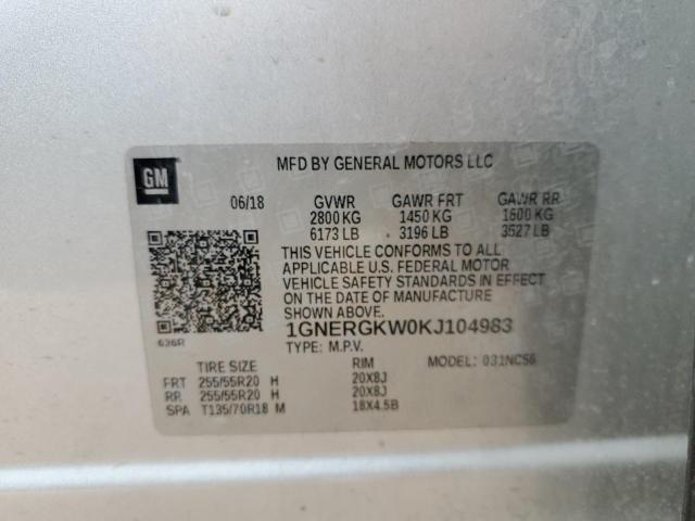 2019 CHEVROLET TRAVERSE L 1GNERGKW0KJ104983