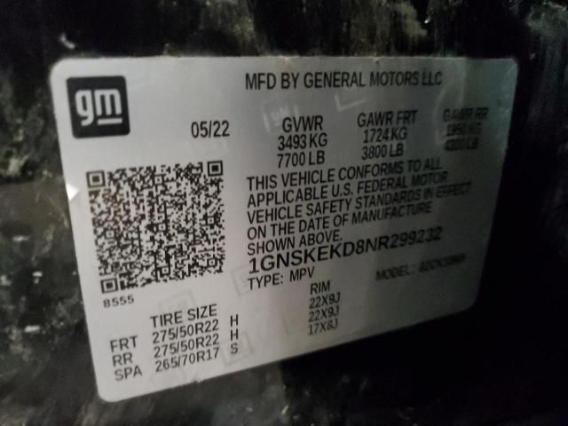 2022 CHEVROLET SUBURBAN K - 1GNSKEKD8NR299232