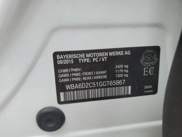 2016 BMW 640 XI GRA WBA6D2C51GGT65867
