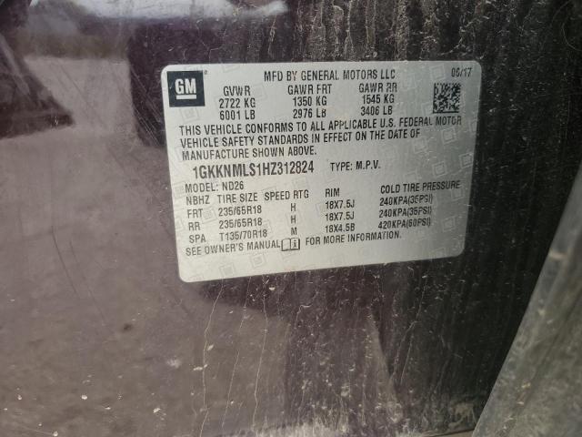 2017 GMC ACADIA SLT 1GKKNMLS1HZ312824