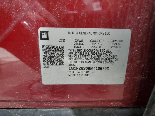 2021 CHEVROLET BOLT EV PR 1G1FZ6S09M4106793