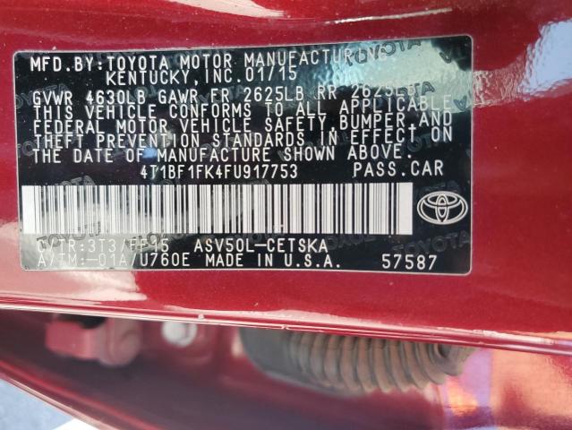 2015 TOYOTA CAMRY LE - 4T1BF1FK4FU917753
