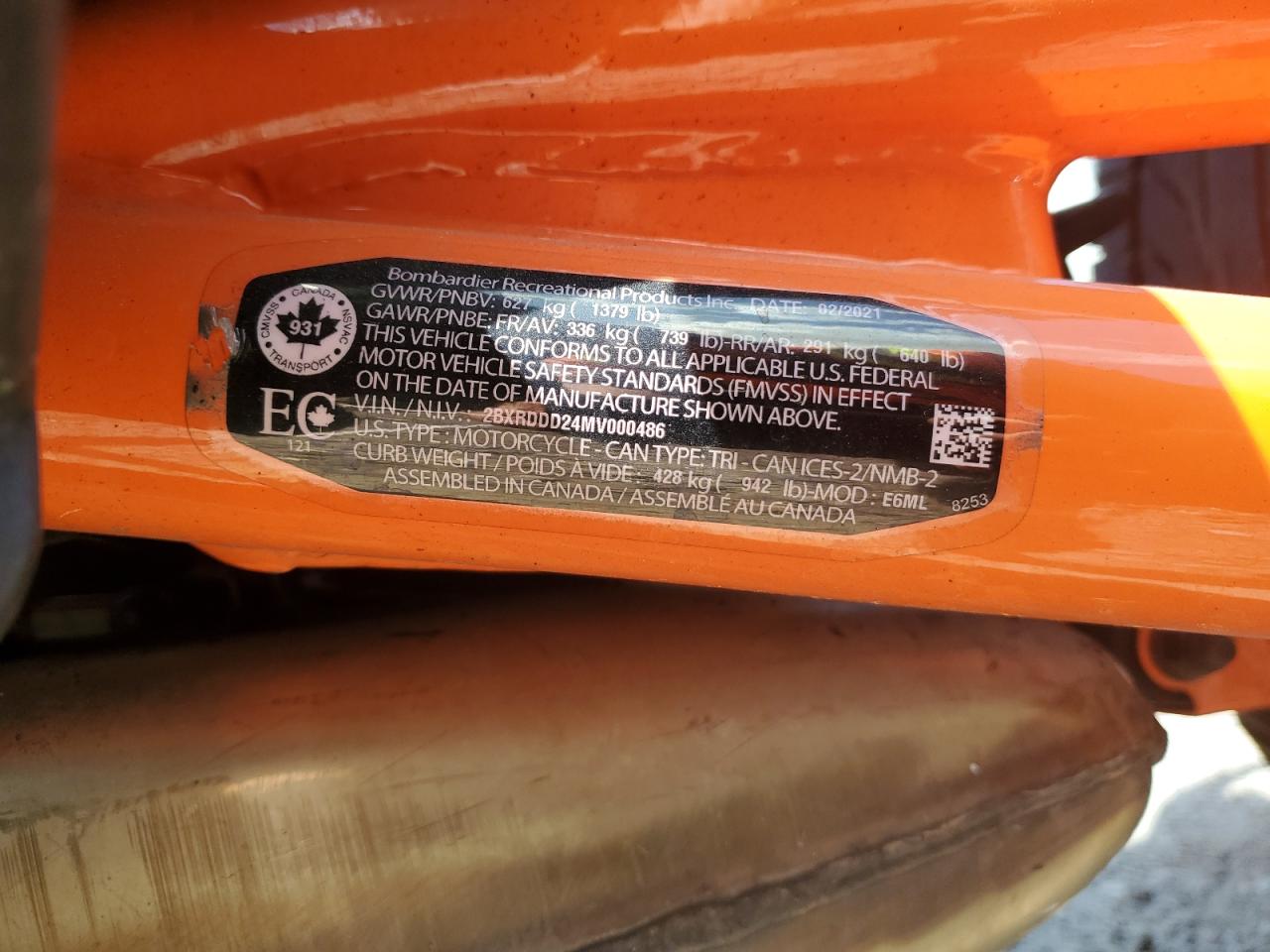 Lot #3142229316 2021 CAN-AM SPYDER ROA