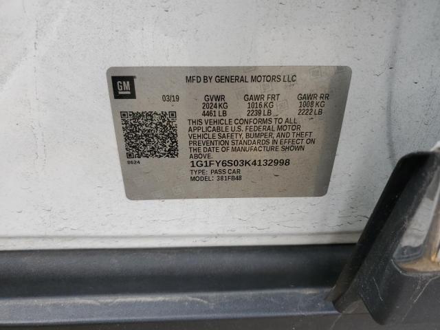 2019 CHEVROLET BOLT EV LT 1G1FY6S03K4132998