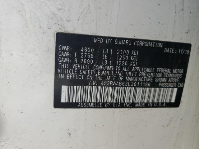2020 SUBARU LEGACY - 4S3BWAB63L3011186