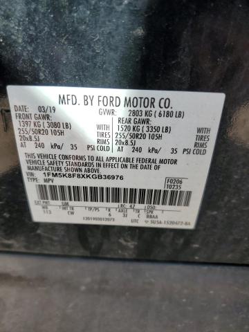 2019 FORD EXPLORER L - 1FM5K8F8XKGB36976