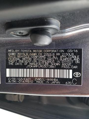 2016 TOYOTA PRIUS - JTDKARFU9G3013861