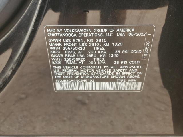 2022 VOLKSWAGEN ATLAS SE - 1V2JR2CA4NC545102