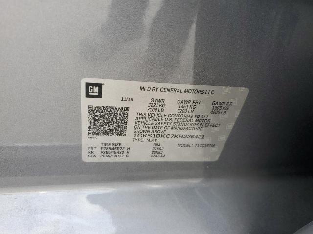 2019 GMC YUKON SLT 1GKS1BKC7KR226421
