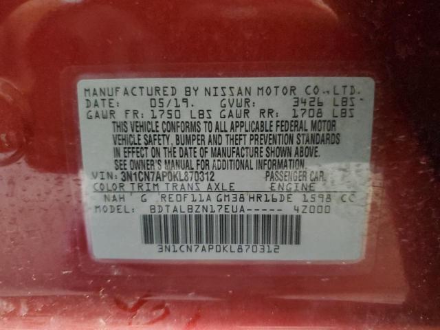 2019 NISSAN VERSA S - 3N1CN7AP0KL870312
