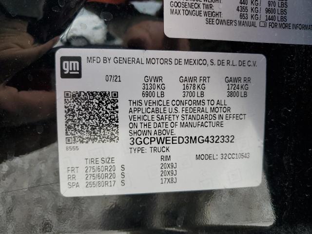 2021 CHEVROLET SILVERADO - 3GCPWEED3MG432332