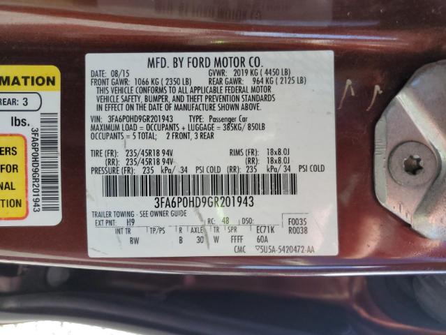 2016 FORD FUSION SE - 3FA6P0HD9GR201943