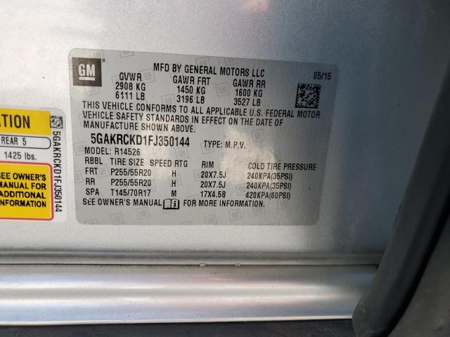 2015 BUICK ENCLAVE 5GAKRCKD1FJ350144
