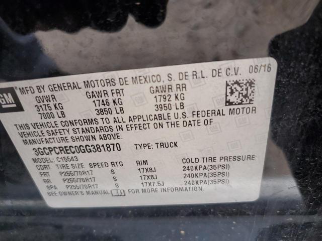 2016 CHEVROLET SILVERADO - 3GCPCREC0GG381870