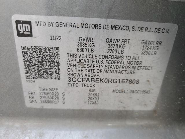2024 CHEVROLET SILVERADO - 3GCPABEK0RG167808