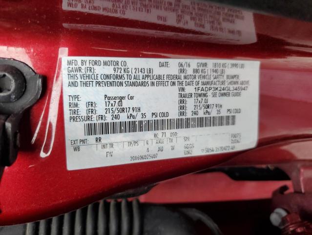 2016 FORD FOCUS SE - 1FADP3K24GL345947