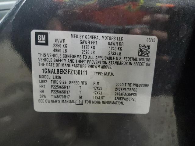 2015 CHEVROLET EQUINOX LT - 1GNALBEK3FZ130111