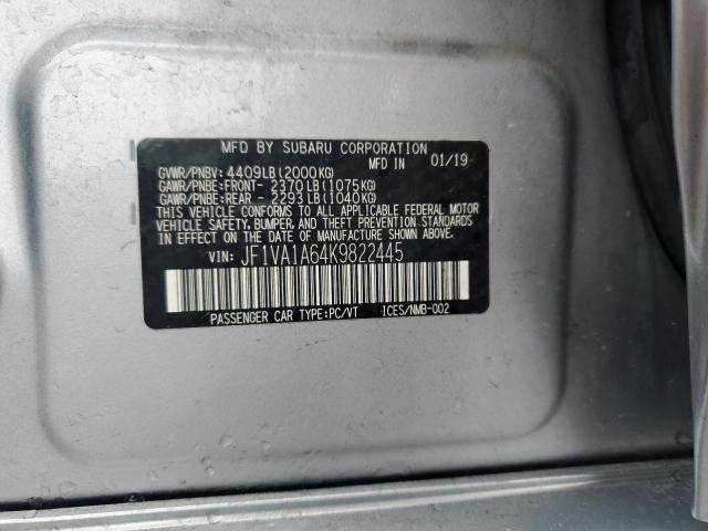 2019 SUBARU WRX JF1VA1A64K9822445