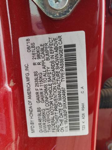 2019 ACURA TLX 19UUB2F3XKA004967