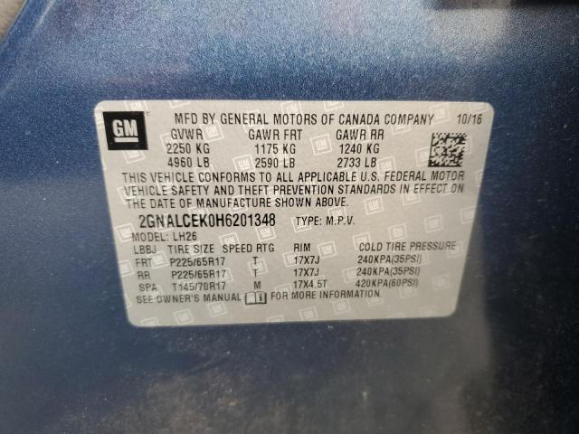 2017 CHEVROLET EQUINOX LT - 2GNALCEK0H6201348